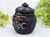 Triple Moon Pentacle Apothecary Jar - Handcrafted Pagan Witchy Decor Bottle