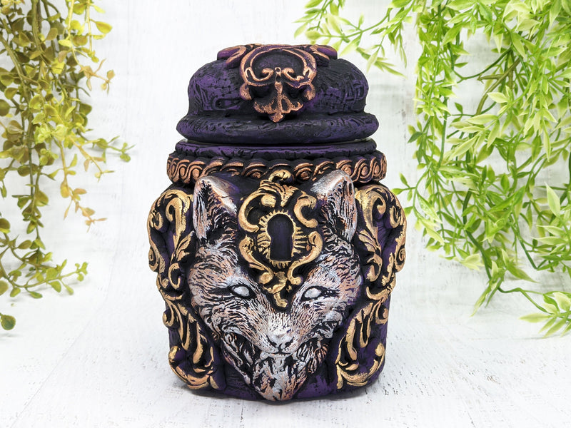 Fox Wolf Apothecary Jar - Handcrafted Pagan Witchy Decor Bottle