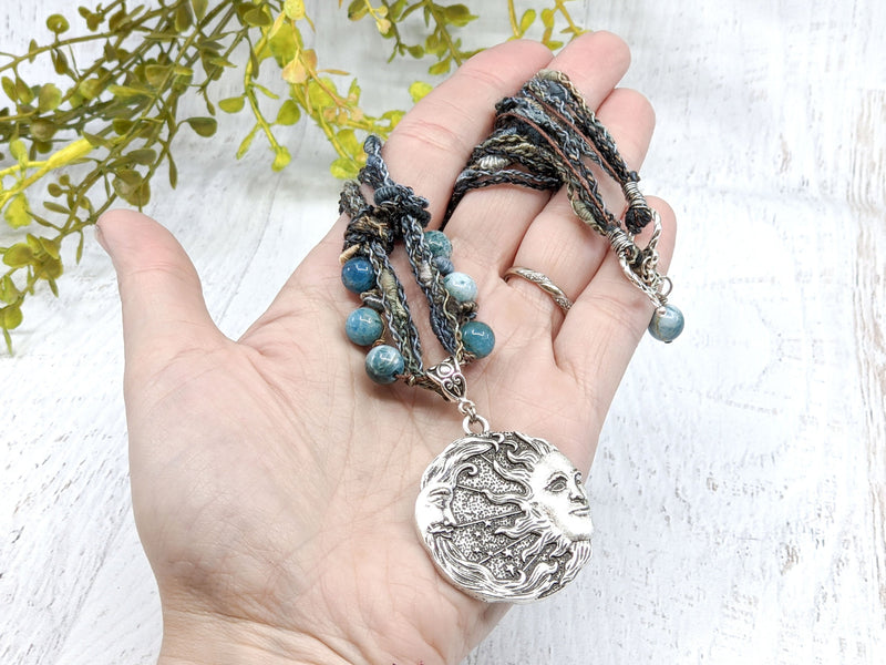 Celestial Sun & Moon Beaded Necklace - Witchy Jewelry