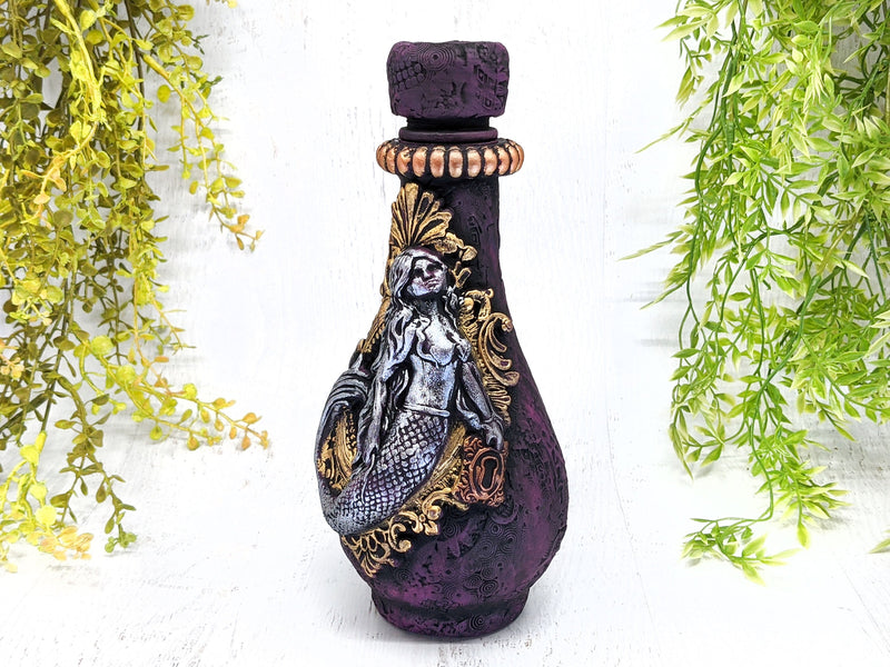 Mermaid Framed Apothecary Jar - Handcrafted Pagan Witchy Decor Bottle
