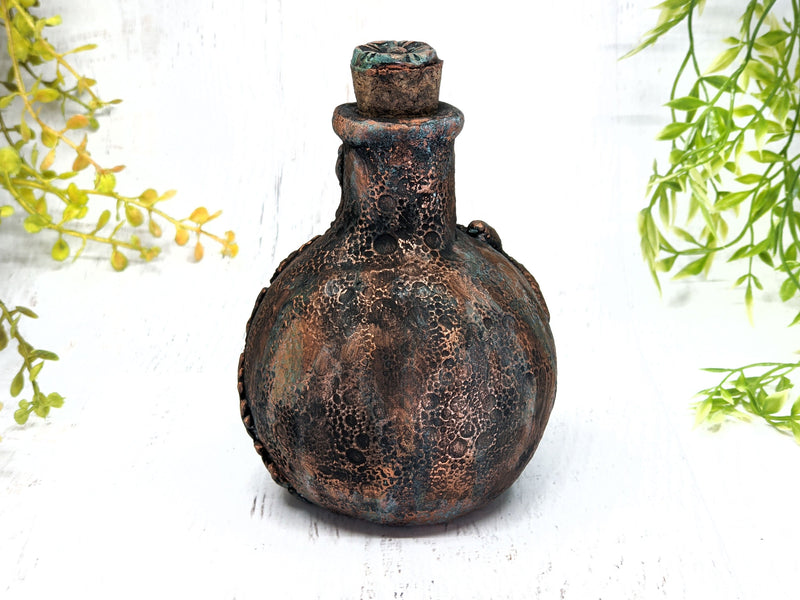 Copper Starfish Ocean Apothecary Jar - Handcrafted Pagan Witchy Decor Potion Bottle