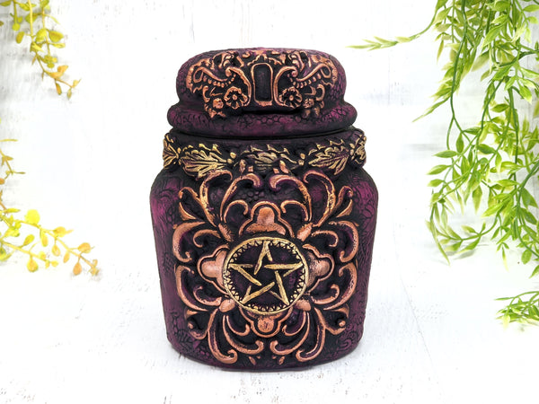 Pentacle Apothecary Jar - Handcrafted Pagan Witchy Decor Bottle